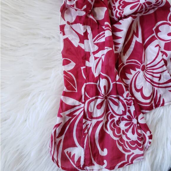 Theory Melka Blouse Hibiscus Tropical Pink Cotton Medium - Picture 12 of 12